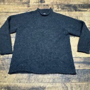 Peruvian Trading Co. Wool‎ Sweater Mock Neck Long Sleeve Pullover Gray